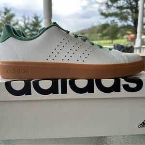 Adidas White and Green Minimalist Sneakers